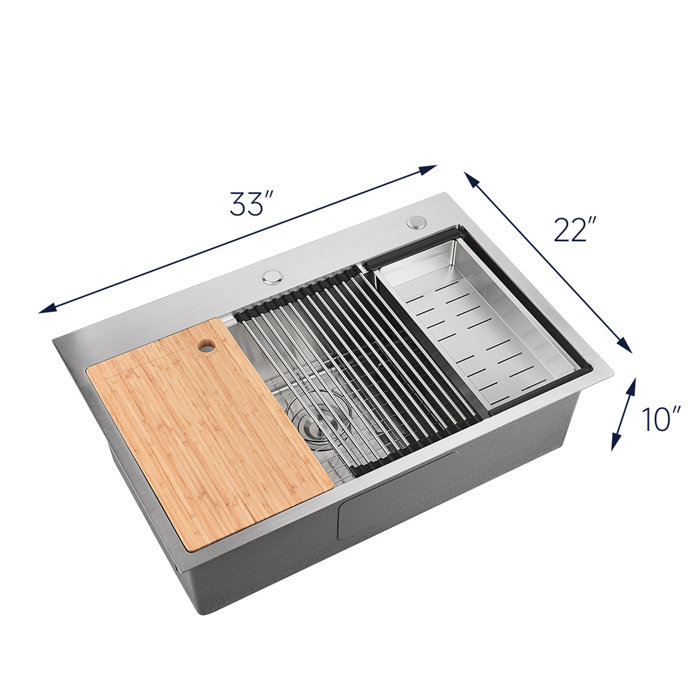 Aimasha 33X22x10Inch Drop In Kitchen Sink Workstation 20 Gauge